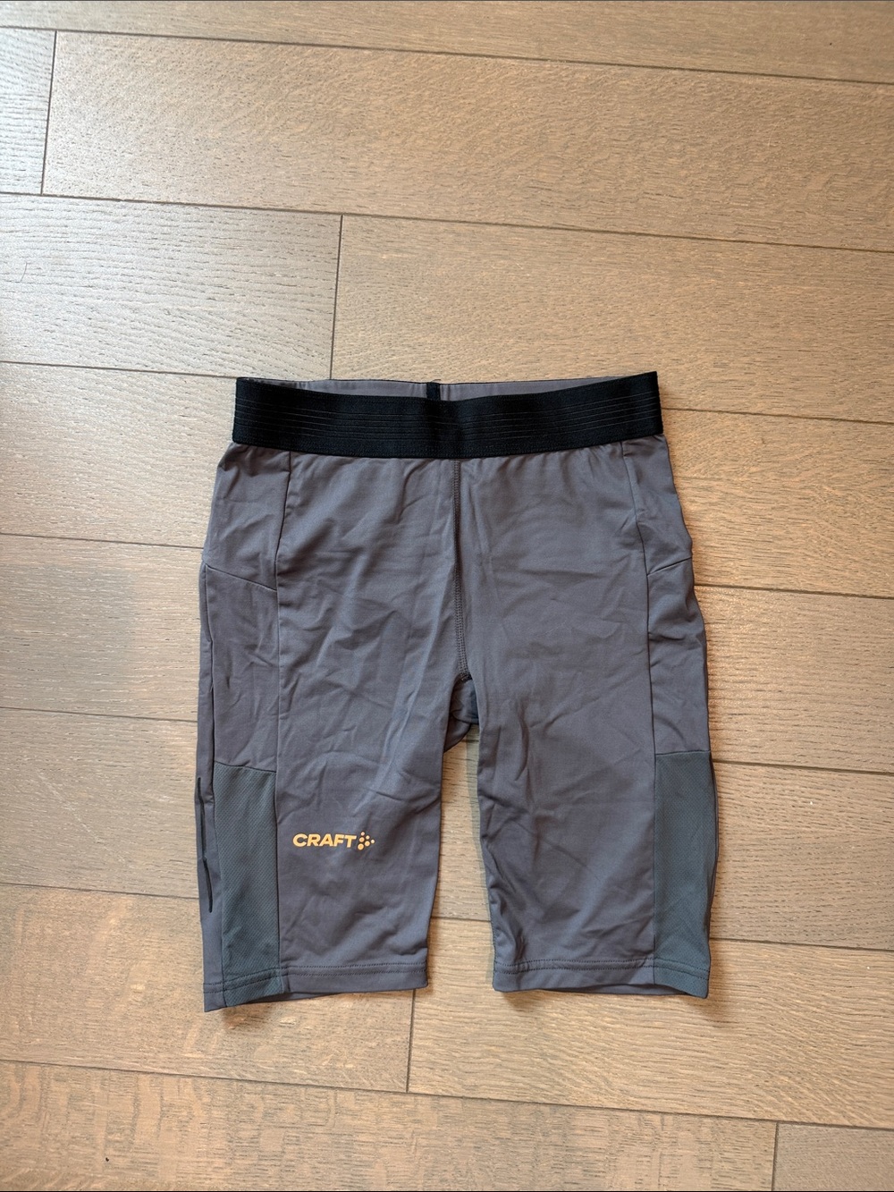 Craft Men’s Dark Gray Athletic Training Shorts with Black Waistband